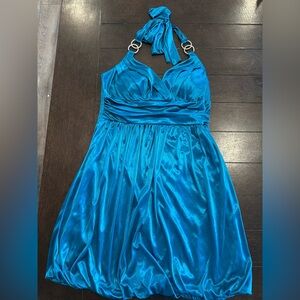 Teal Blue Halter Dress